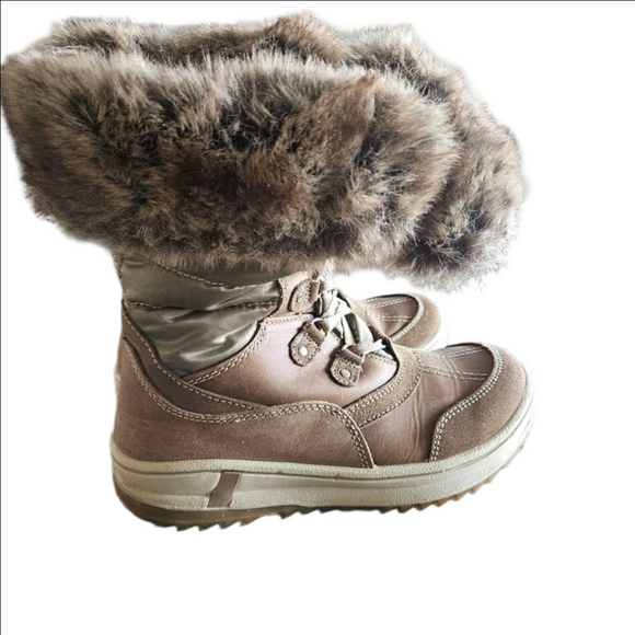 Women's Santana Myrah Brown Winter Boots with Faux Fur Trim Size 9 - Picture 3 of 8